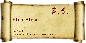 Pich Vince névjegykártya
